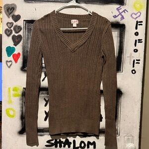 Mossimo Supply Co. Chocolate V-Neck Sweater